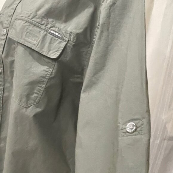 EDDIE BAUER LONG SLEEVE ARMY GREEN MILITARY  BRAVERY BUTTON UP SHIRT SZ XXLARGE - Picture 16 of 16